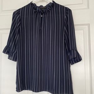 Blue and white business casual top from Banana Republic
